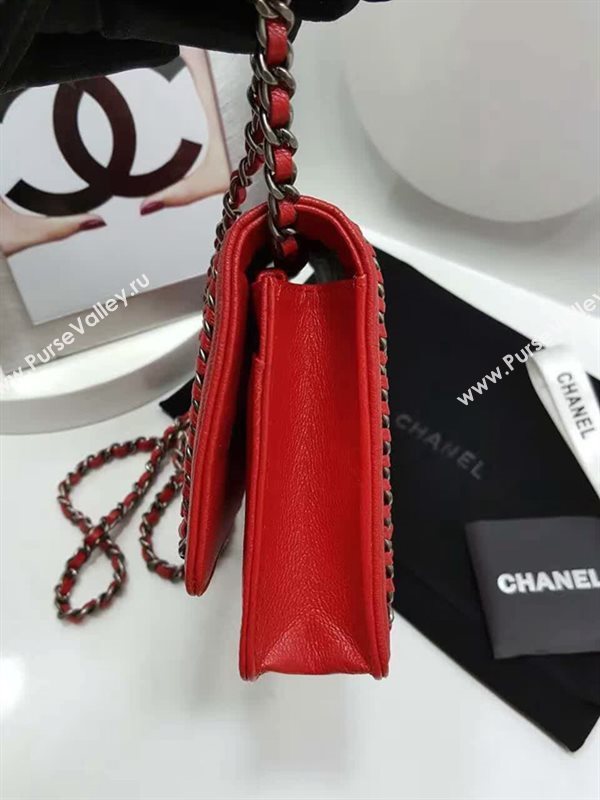 Chanel A33815 deerskin chain woc handbag red bag 6047