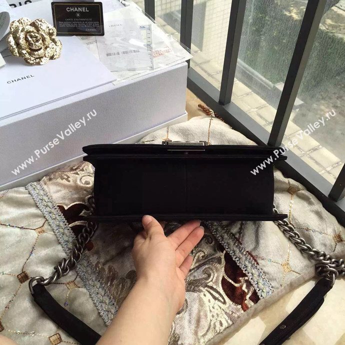 Chanel A67086 suede le boy handbag black bag 6048