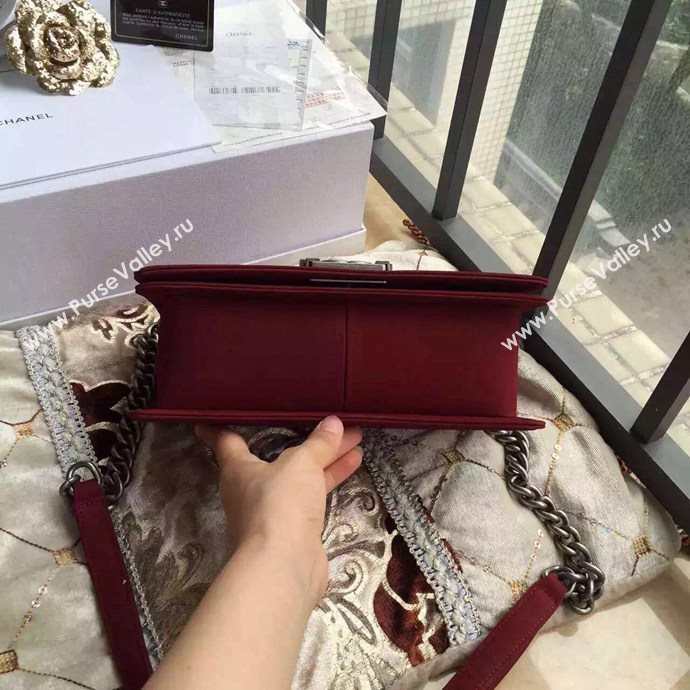 Chanel A67086 suede le boy handbag wine bag 6049