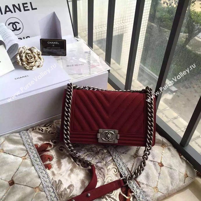 Chanel A67086 suede le boy handbag wine bag 6049