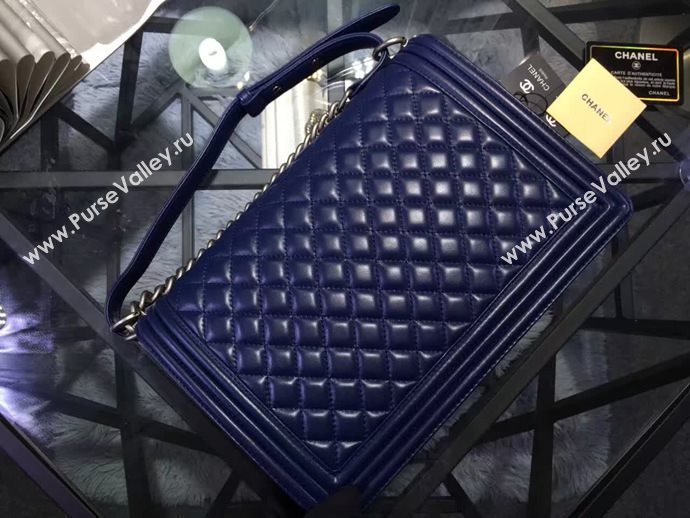 Chanel A67088 lambskin large 28cm le blue boy bag 6051