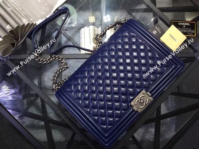 Chanel A67088 lambskin large 28cm le blue boy bag 6051