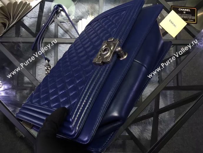 Chanel A67088 lambskin large 28cm le blue boy bag 6051