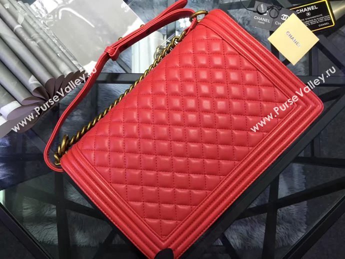 Chanel A67088 lambskin large 28cm le red boy bag 6053