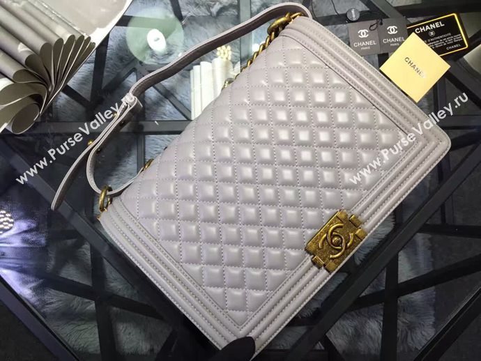 Chanel A67088 lambskin large 28cm le gray boy bag 6055