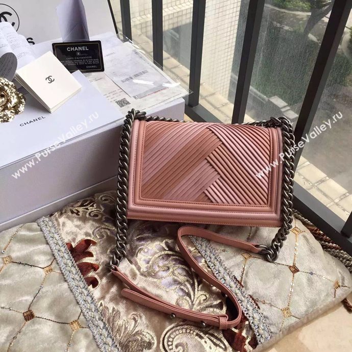 Chanel A67086 lambskin V le boy handbag pink bag 6058