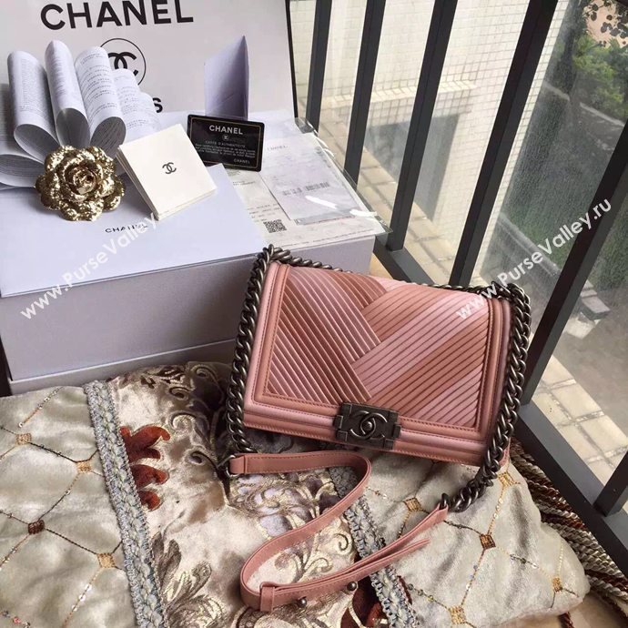 Chanel A67086 lambskin V le boy handbag pink bag 6058