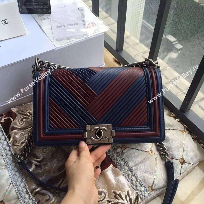 Chanel A67086 lambskin V le boy handbag wine bag 6060