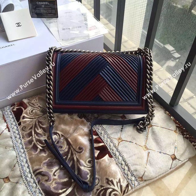 Chanel A67086 lambskin V le boy handbag wine bag 6060