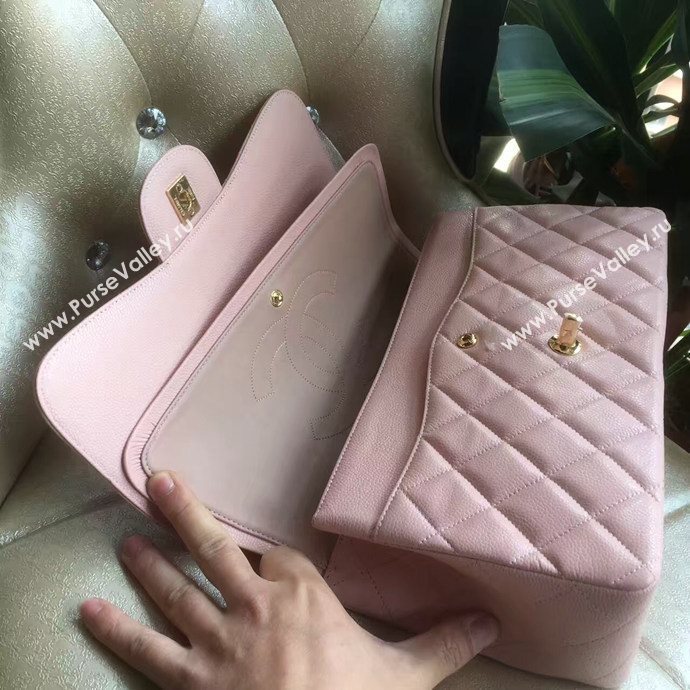Chanel A1113 caviar lambskin large pink flap bag 6064