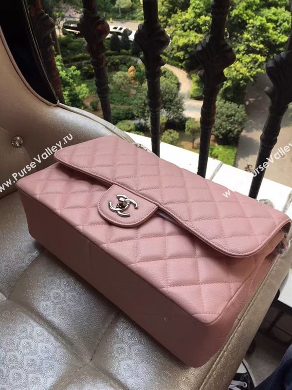 Chanel A1113 caviar lambskin large pink flap bag 6065