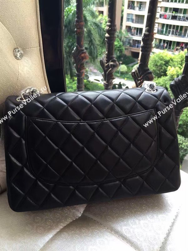 Chanel A1113 lambskin large classic black flap bag 6066