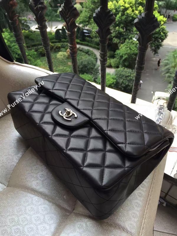 Chanel A1113 lambskin large classic black flap bag 6066