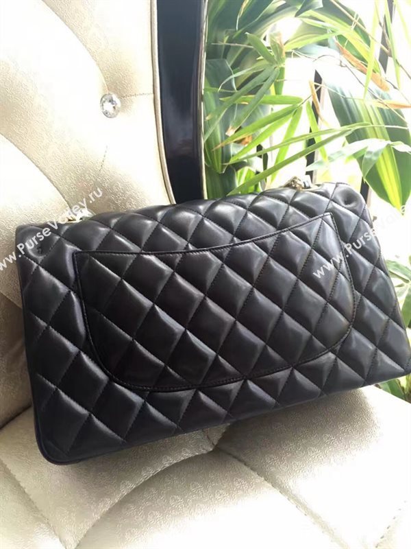 Chanel A1113 lambskin large classic black flap bag 6067