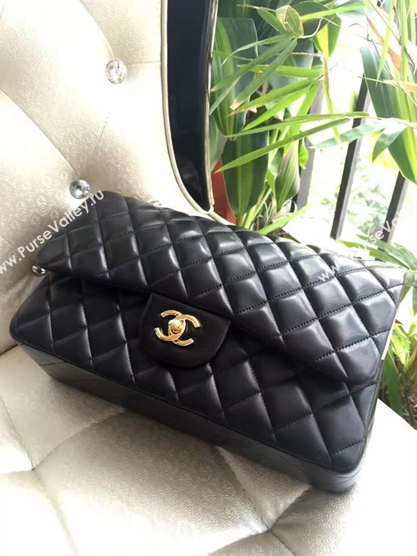 Chanel A1113 lambskin large classic black flap bag 6067