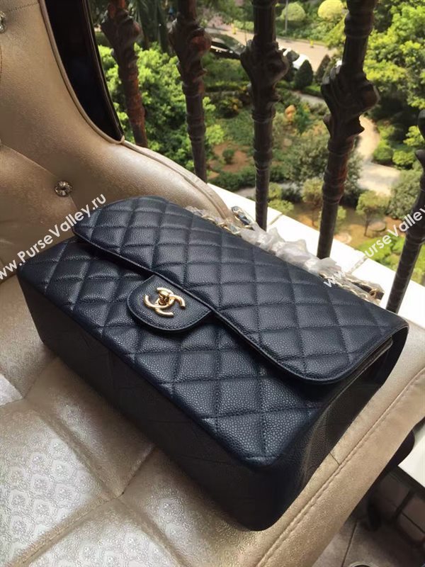 Chanel A1113 caviar lambskin large black flap bag 6068