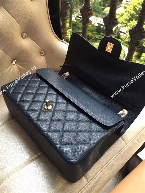 Chanel A1113 caviar lambskin large black flap bag 6068