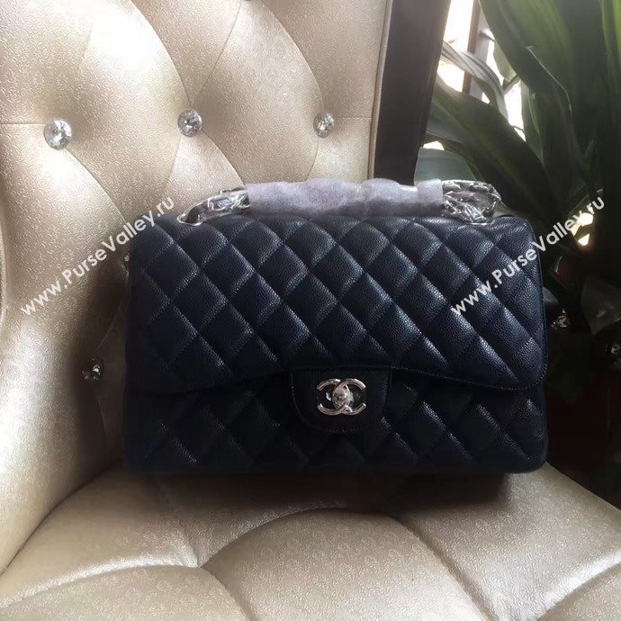 Chanel A1113 caviar lambskin large black flap bag 6069