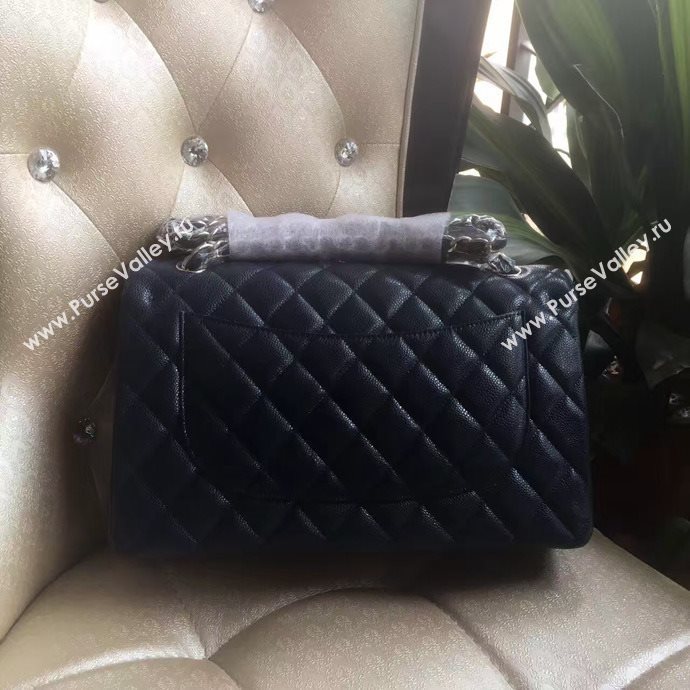 Chanel A1113 caviar lambskin large black flap bag 6069