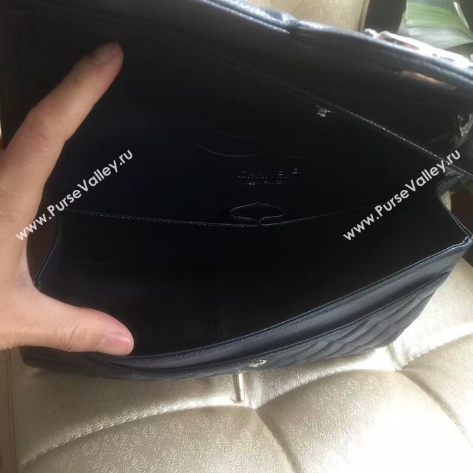 Chanel A1113 caviar lambskin large black flap bag 6069