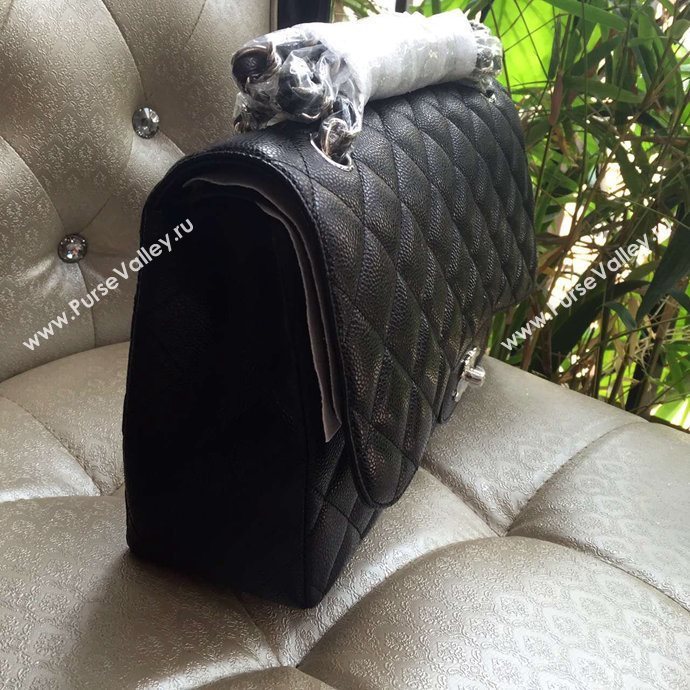 Chanel A1113 caviar lambskin large black flap bag 6070