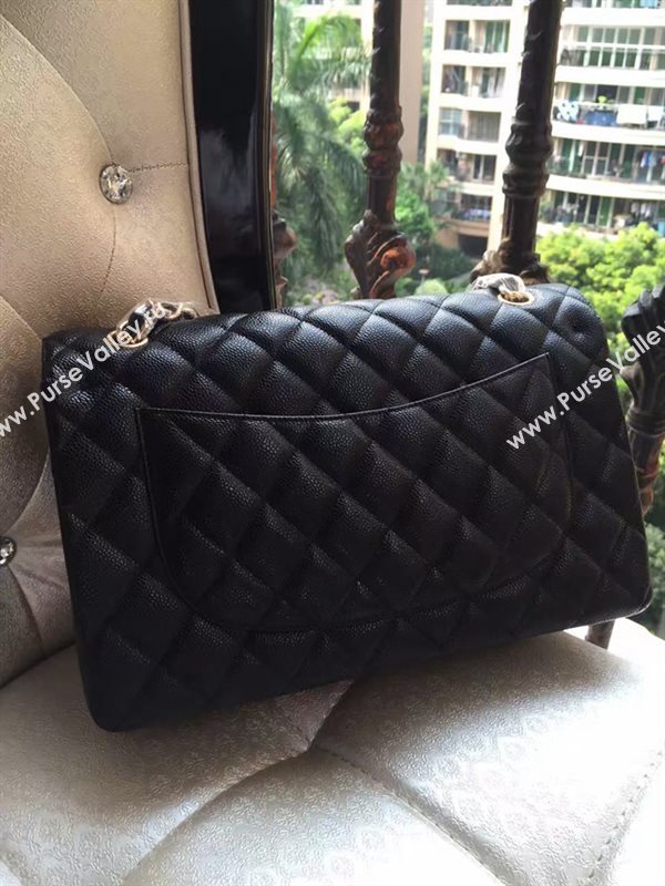 Chanel A1113 caviar lambskin large black flap bag 6071