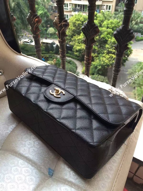 Chanel A1113 caviar lambskin large black flap bag 6071