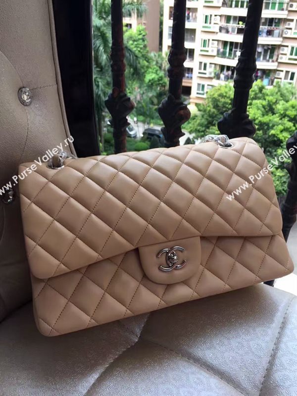 Chanel A1113 lambskin large apricot flap bag 6072