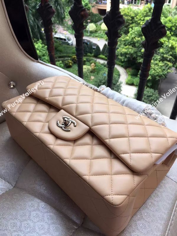 Chanel A1113 lambskin large apricot flap bag 6072