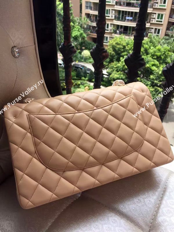 Chanel A1113 lambskin large apricot flap bag 6073