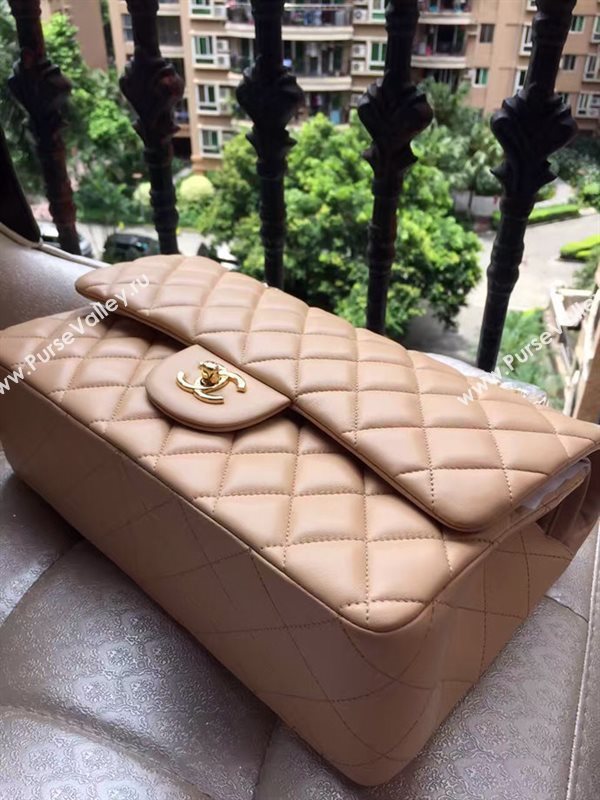 Chanel A1113 lambskin large apricot flap bag 6073