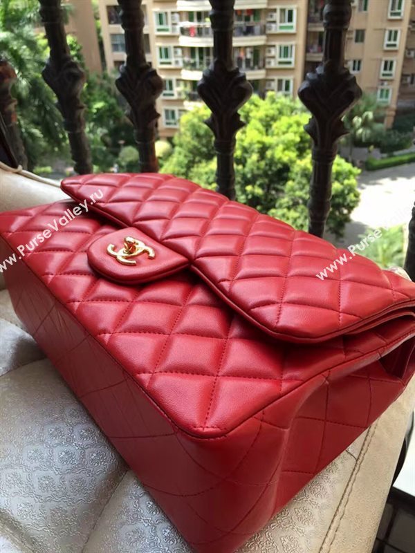 Chanel A1113 lambskin large red flap bag 6074