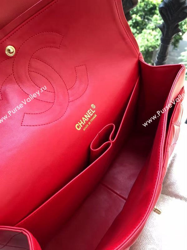 Chanel A1113 lambskin large red flap bag 6074