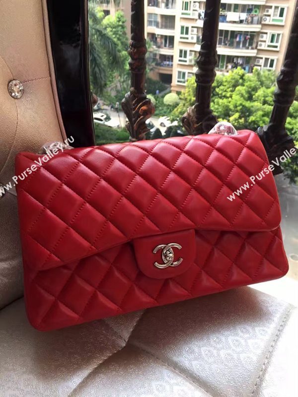 Chanel A1113 lambskin large red flap bag 6075
