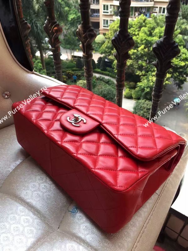 Chanel A1113 lambskin large red flap bag 6075
