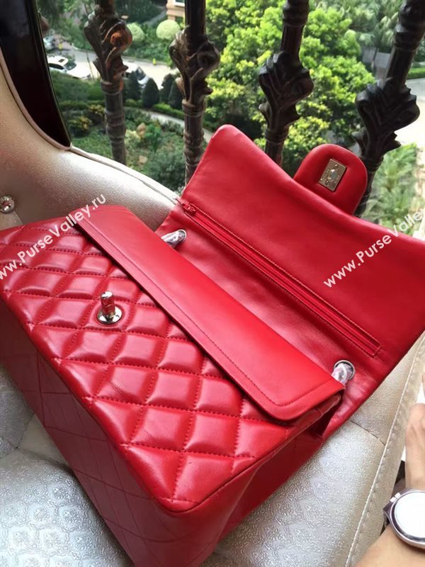 Chanel A1113 lambskin large red flap bag 6075