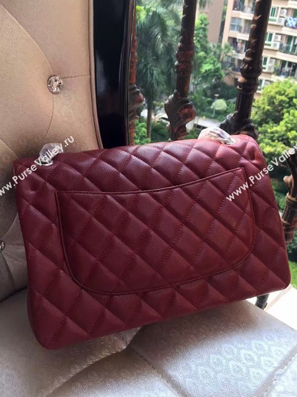 Chanel A1113 caviar lambskin large wine flap bag 6076