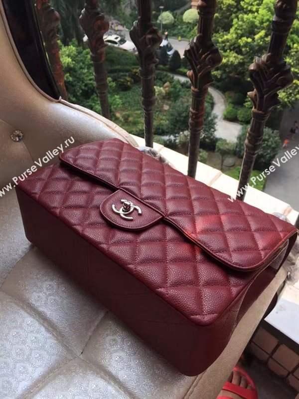 Chanel A1113 caviar lambskin large wine flap bag 6076