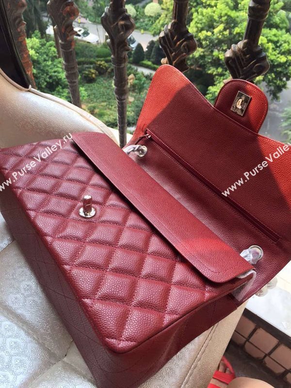 Chanel A1113 caviar lambskin large wine flap bag 6076