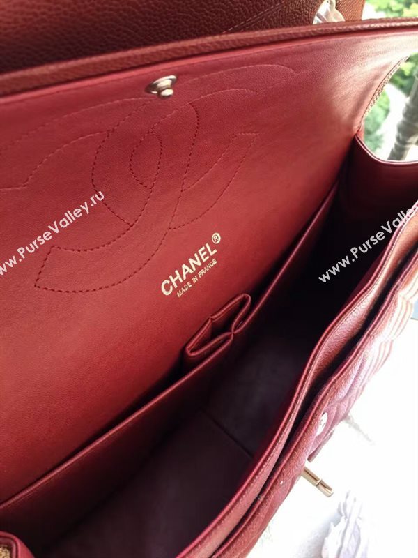 Chanel A1113 caviar lambskin large wine flap bag 6076