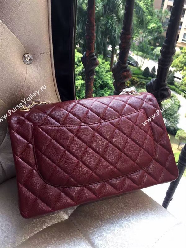 Chanel A1113 caviar lambskin large wine flap bag 6077