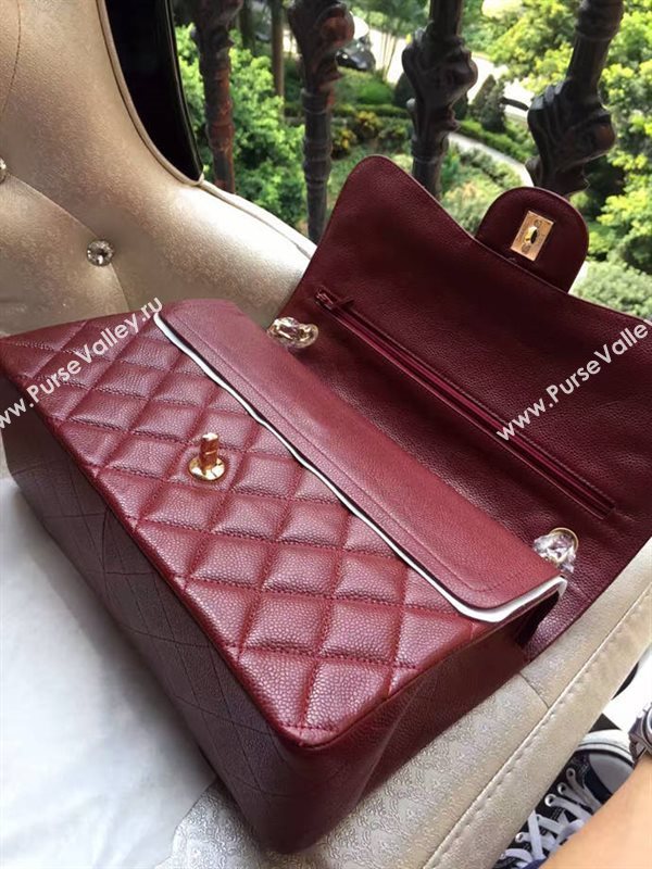 Chanel A1113 caviar lambskin large wine flap bag 6077