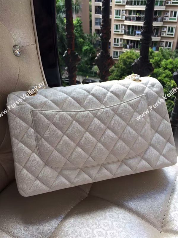 Chanel A1113 caviar lambskin large white flap bag 6078