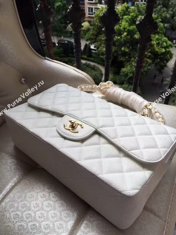 Chanel A1113 caviar lambskin large white flap bag 6078