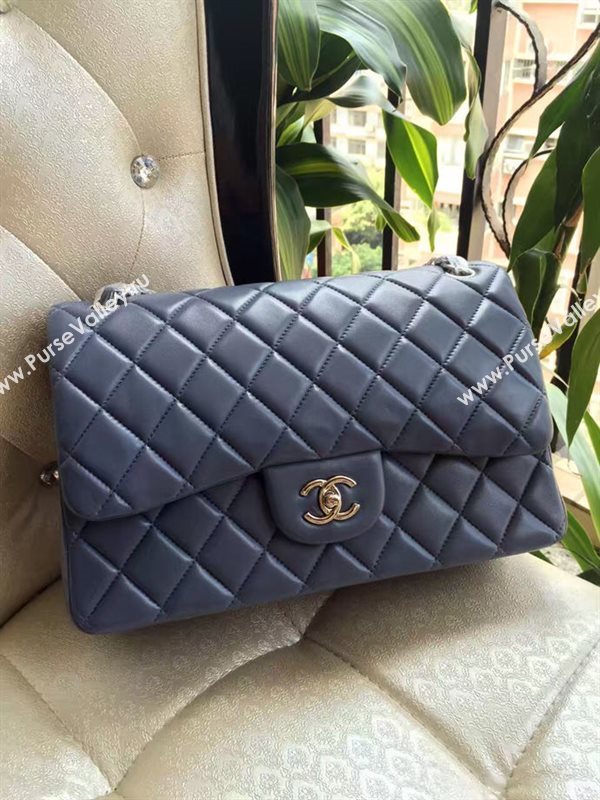 Chanel A1113 lambskin large blue flap bag 6079