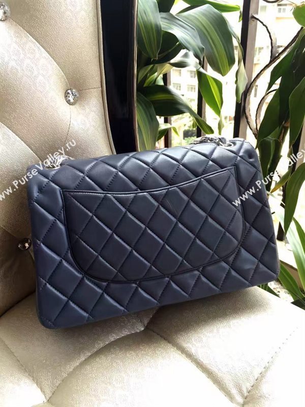 Chanel A1113 lambskin large blue flap bag 6079