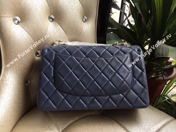 Chanel A1113 lambskin large blue flap bag 6080