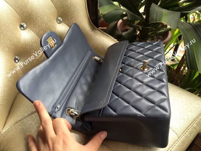 Chanel A1113 lambskin large blue flap bag 6080