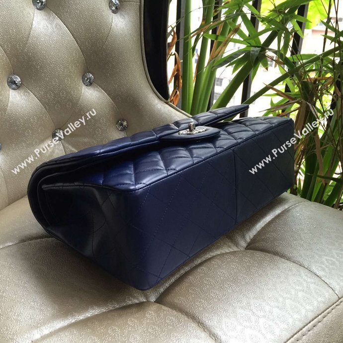 Chanel A1113 lambskin large blue flap bag 6081