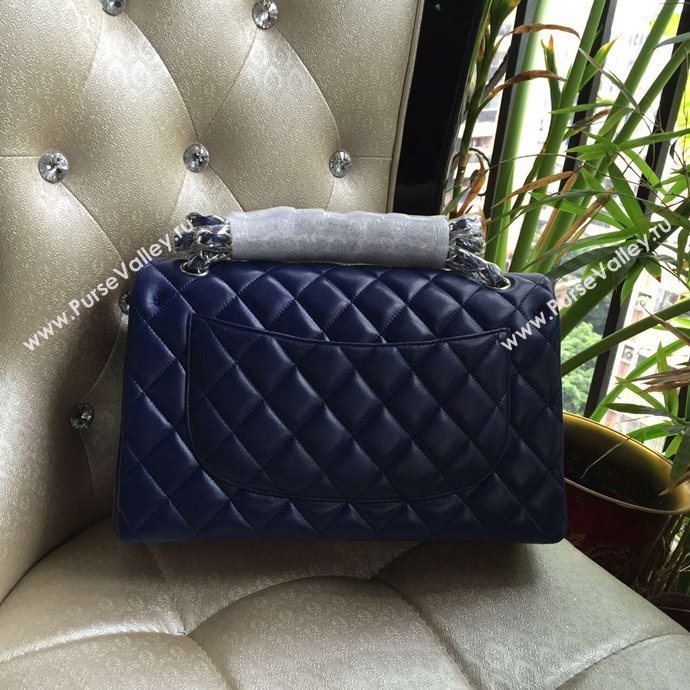 Chanel A1113 lambskin large blue flap bag 6081